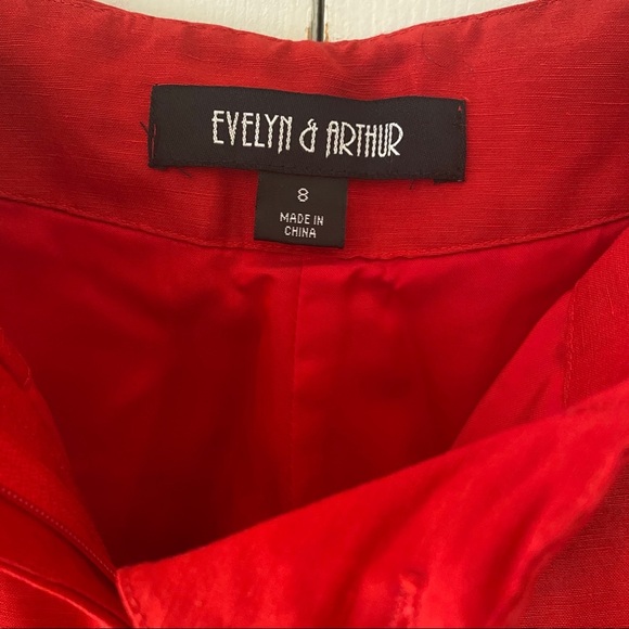 Evelyn & Arthur Womens Red Linen Silk Lined Dress Pants Slacks Trousers Size 8 - Picture 9 of 11
